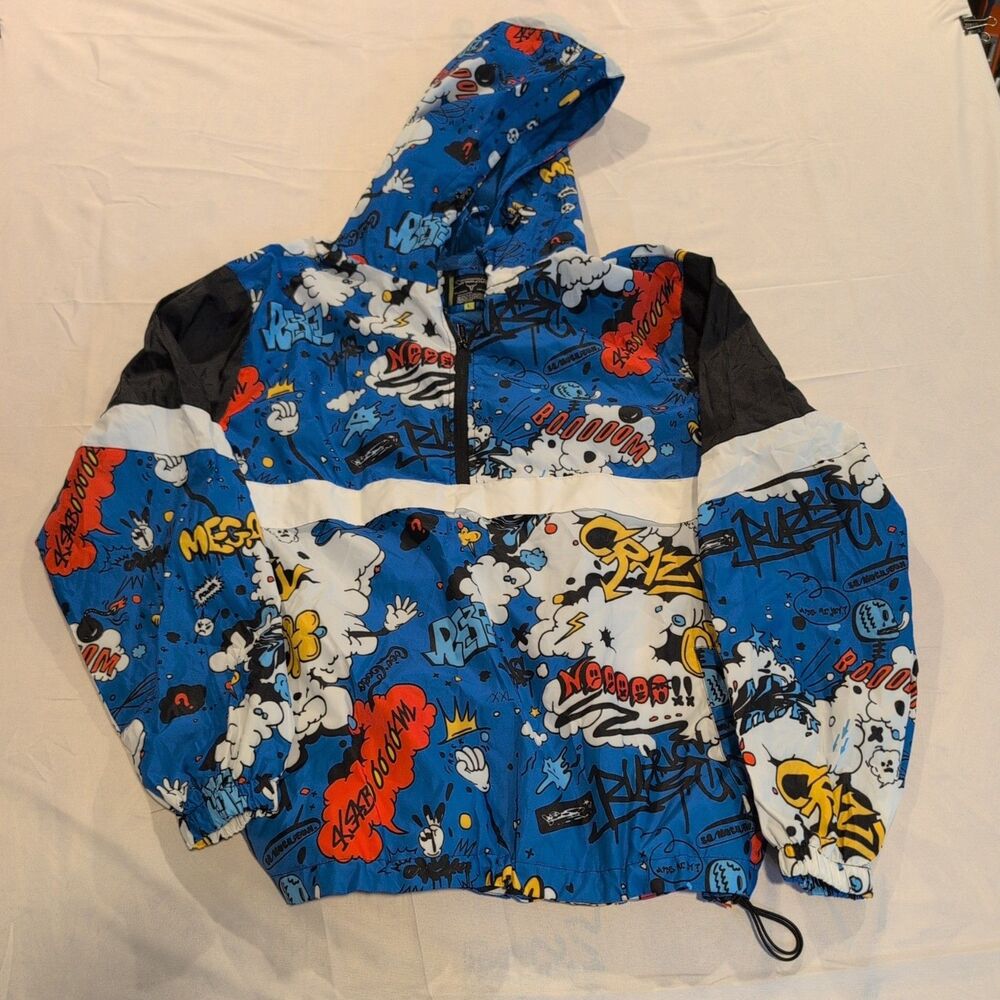 Screenshot Streetwear Windbreaker  Jacket Cartoon, Hip Hop Pullover L